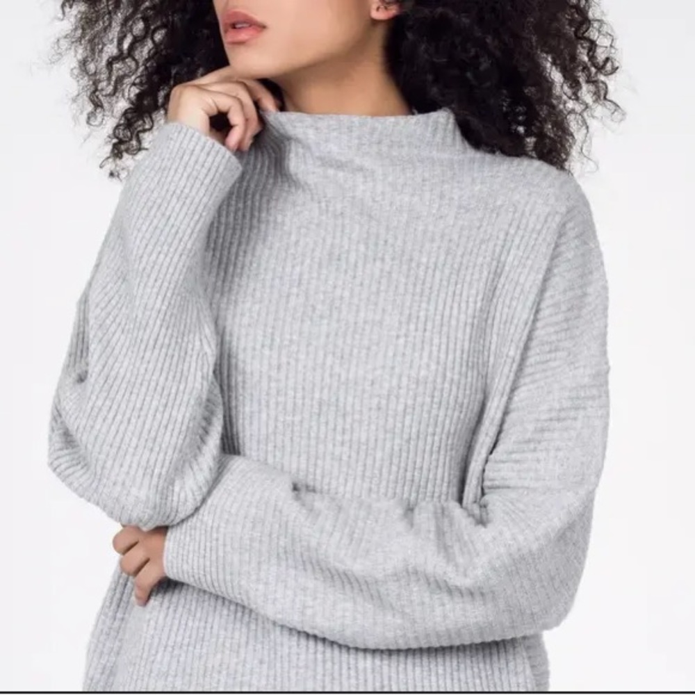 Cheap Monday Rival Ribbed Knit Mock Neck Gray Sweater S